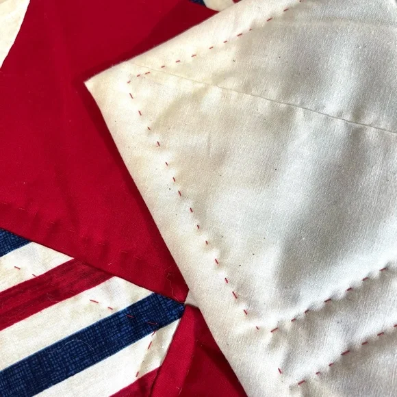 Handmade table runner quilted red white blue forth July country farmhouse - Picture 3 of 6